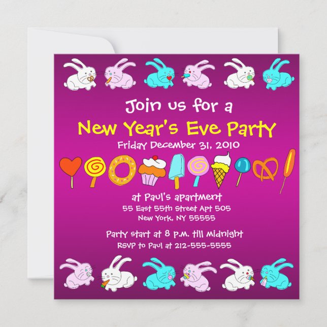 Invitation Année d'invitation de partie de soirée du Nouveau (Devant)