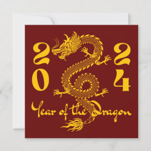 Invitation Année du Dragon en or