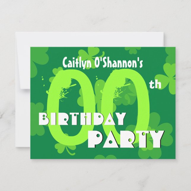 Invitation Année personnalisée Shamrocks Anniversaire V01 (Devant)