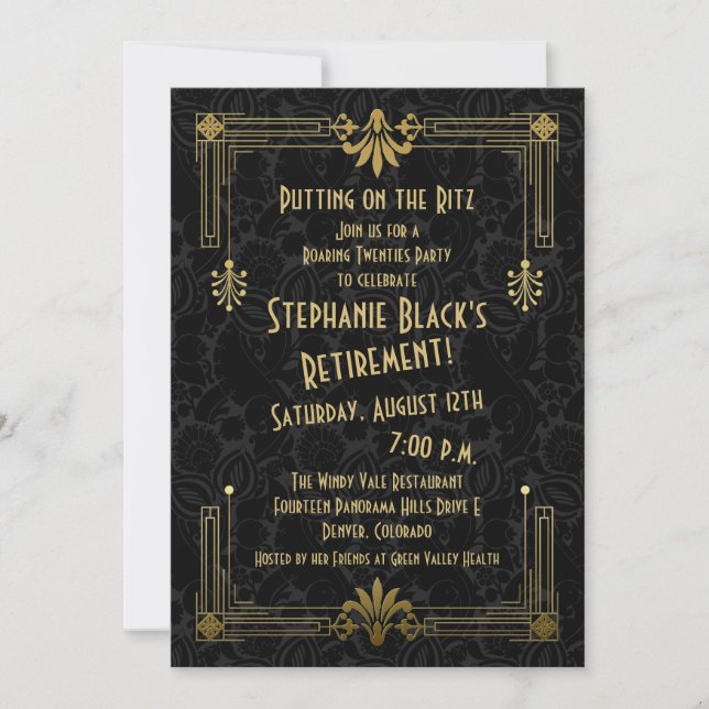 Invitation Années 20 Années 20 Parti de retraite Art déco (Devant)