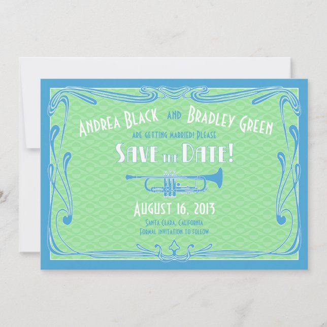 Invitation Années folles 20 Trompette de mariage Trump enregi (Devant)