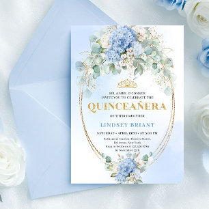 Invitation anniversaire 15 ans à fleurs bleues mod