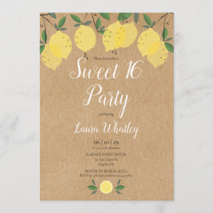 Invitation Anniversaire 16 ans Fête Lemons Rustique Douce