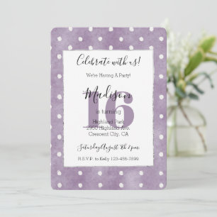 Invitation Anniversaire 16 Ans Fille Rose Blanc Points