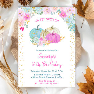 Invitation Anniversaire 16 ans Pastel Confetti Citrouilles