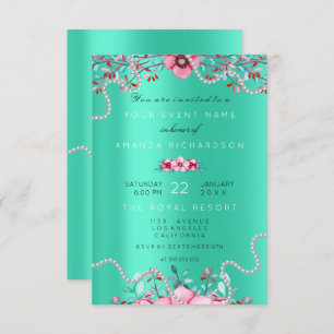 Invitation Anniversaire 16e nuptiale Floral Formal Pearls Min