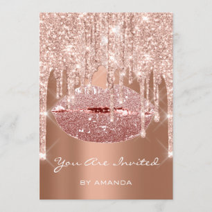 Invitation Anniversaire 16th Kiss Lips Rose Gold Parties scin