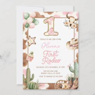 Invitation Anniversaire 1 an Cowgirl Rose Rodeo Western