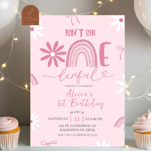 Invitation Anniversaire 1 an Fille Coquette Rose F