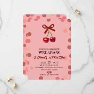 Invitation anniversaire 1 an modifiable Cherry T