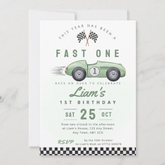 Invitation anniversaire 1 an voiture vintage Fast 