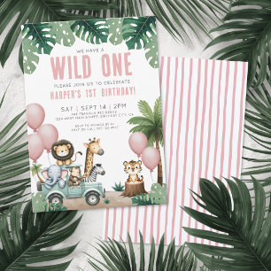 Invitation Anniversaire 1 an Wild One Jungle Safari