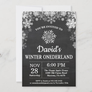 Invitation Anniversaire 1 an Winter Onederland Flocon de neig