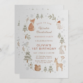 Invitation anniversaire 1er éditable Winter ONEder