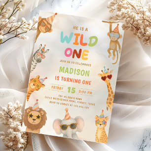 Invitation Anniversaire 1ère année Safari Animaux