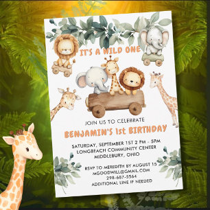 Invitation *Anniversaire 1ère année : Safari dans la jungle d