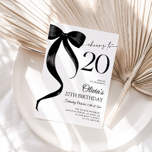 Invitation Anniversaire 20 Ans Arc Noir Aquarelle 