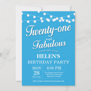Invitation Anniversaire 20 Ans Bleu Fabuleux