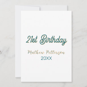 Invitation anniversaire 21 ans bleu orange stylé boho rétro n