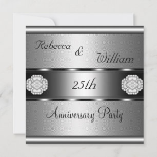 Invitation Anniversaire 25e Élégant Roulé Argent Fête
