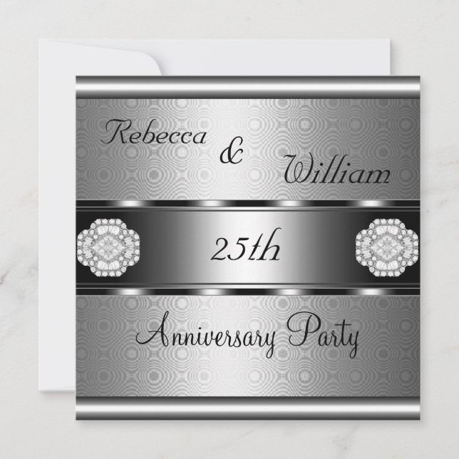 Invitation Anniversaire 25e Soirée Roll Elegant (Devant)