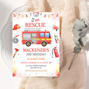 Invitation Anniversaire 2 Ans Camion de Pompiers T