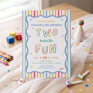 Invitation anniversaire 2 ans couleur trop amusant