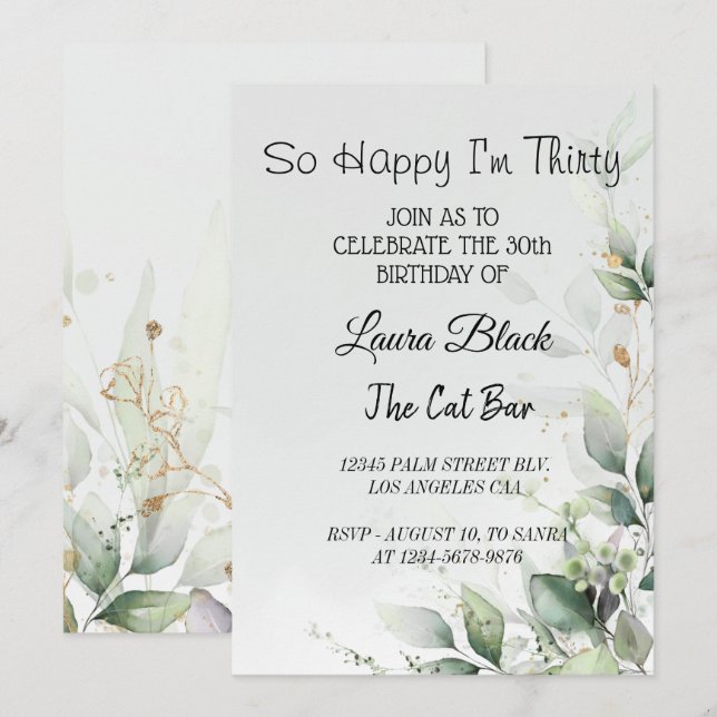 Invitation | Anniversaire 30 ans | Anniversaire 50 (Devant / Derrière)