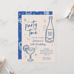 Invitation anniversaire 30 ans bouteille et cockta