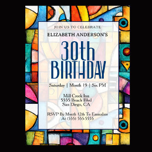 Invitation Anniversaire 30 ans Cubiste Moderne