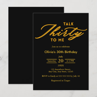 Invitation Anniversaire 30 ans Or Noir Moderne Trente ans à m