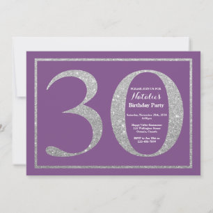 Invitation Anniversaire 30 Ans Paillettes Violette