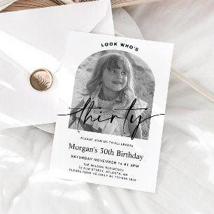 Invitation Anniversaire 30 ans Photo Minimaliste Arche Modern