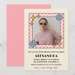Invitation anniversaire 38 ans photo florale rétro