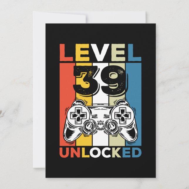 Invitation Anniversaire 39e Niveau Débloqué 39 Jeux Rétro (Devant)