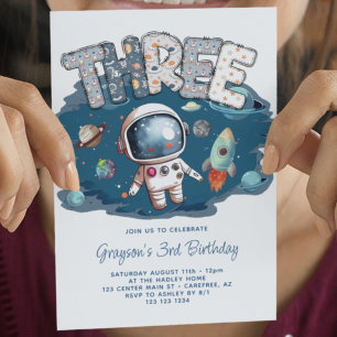 Invitation Anniversaire 3 ans Astronaute Fusée Espace