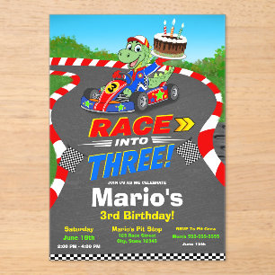 Invitation Anniversaire 3 Ans Course de Dinosaures