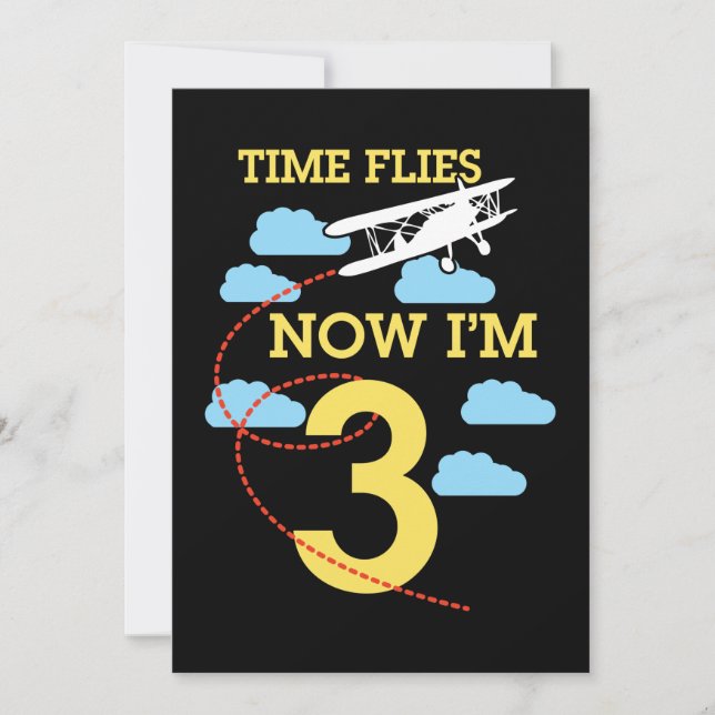 Invitation Anniversaire 3 ans Garçons Avion 3 ans Anniversair (Devant)