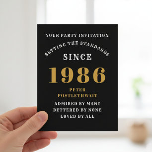 Invitation Anniversaire 40 ans 1986 Noir Or