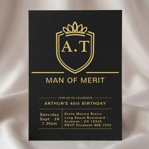 Invitation Anniversaire 40 ans Mari 40 Ans Fête Noir Or