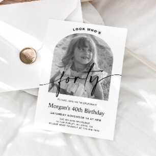 Invitation Anniversaire 40 Ans Photo Minimaliste Moderne
