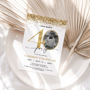 Invitation anniversaire 40 ans photo moderne paill