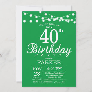 Invitation Anniversaire 40 ans Vert