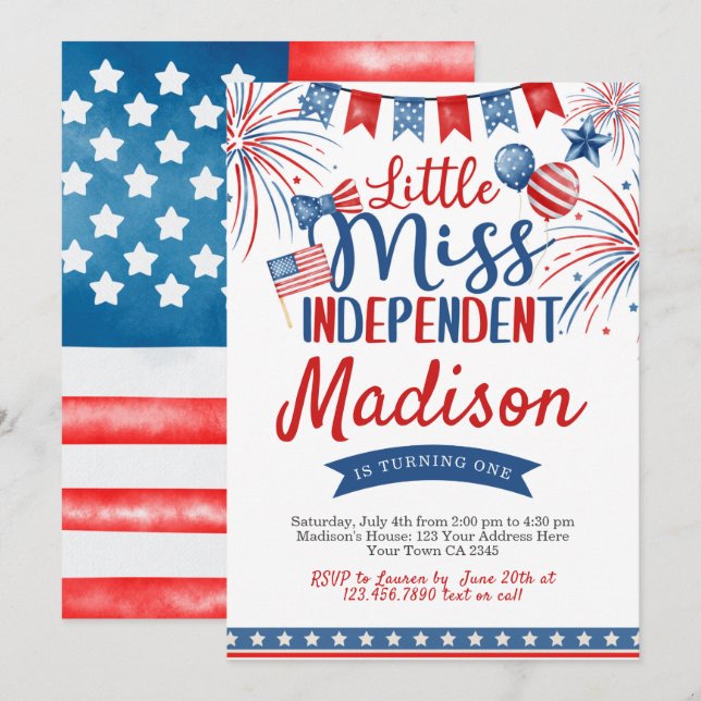 Invitation Anniversaire 4 juillet (Devant / Derrière)