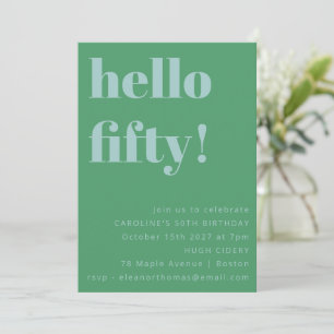 Invitation Anniversaire 50 ans Bold Blue Green Mignon Simple 