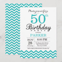 Invitation Anniversaire 50 Ans Chevron Sarcelle