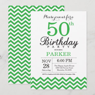 Invitation Anniversaire 50 ans Chevron Vert