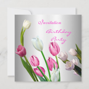 Invitation Anniversaire 50 ans Élégant Rose & Blan