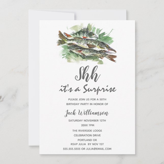 Invitation Anniversaire 50 ans | Fish Gone Fishing Surprise P (Devant)