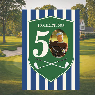 Invitation Anniversaire 50 ans Photo Golfeur Préparé Vintage